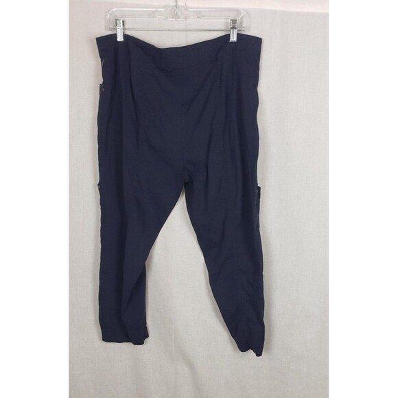 Eileen Fisher Pants XL Navy Blue Linen Blend Cargo Drawstring Casual Autumn Fall - Picture 2 of 10